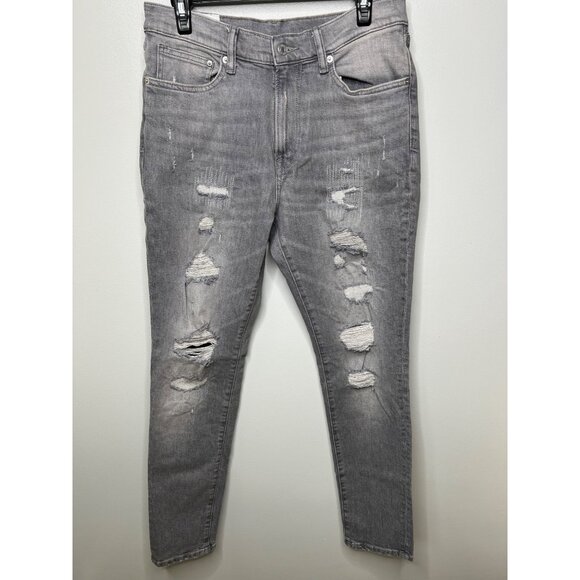 H&M Mens Distressed Grey Skinny Jeans Cotton/Elastane Size 32/32 - Picture 9 of 14